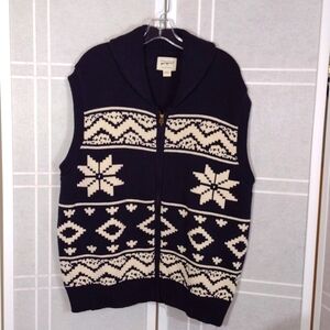 Field & Stream man's knit black and cream zippered vest XL